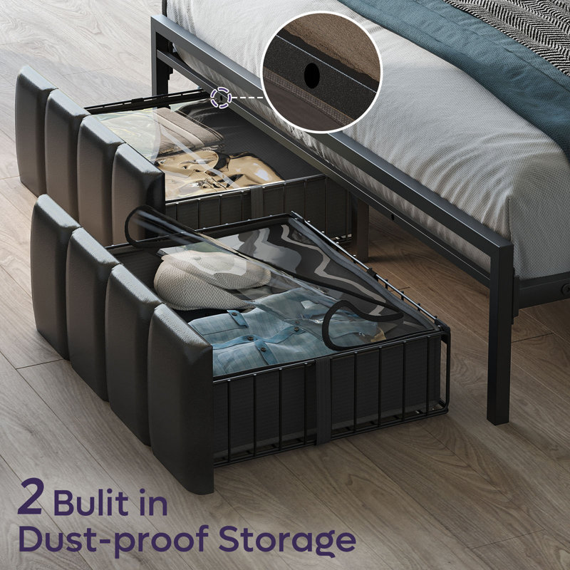 Leather double bed with storage sales